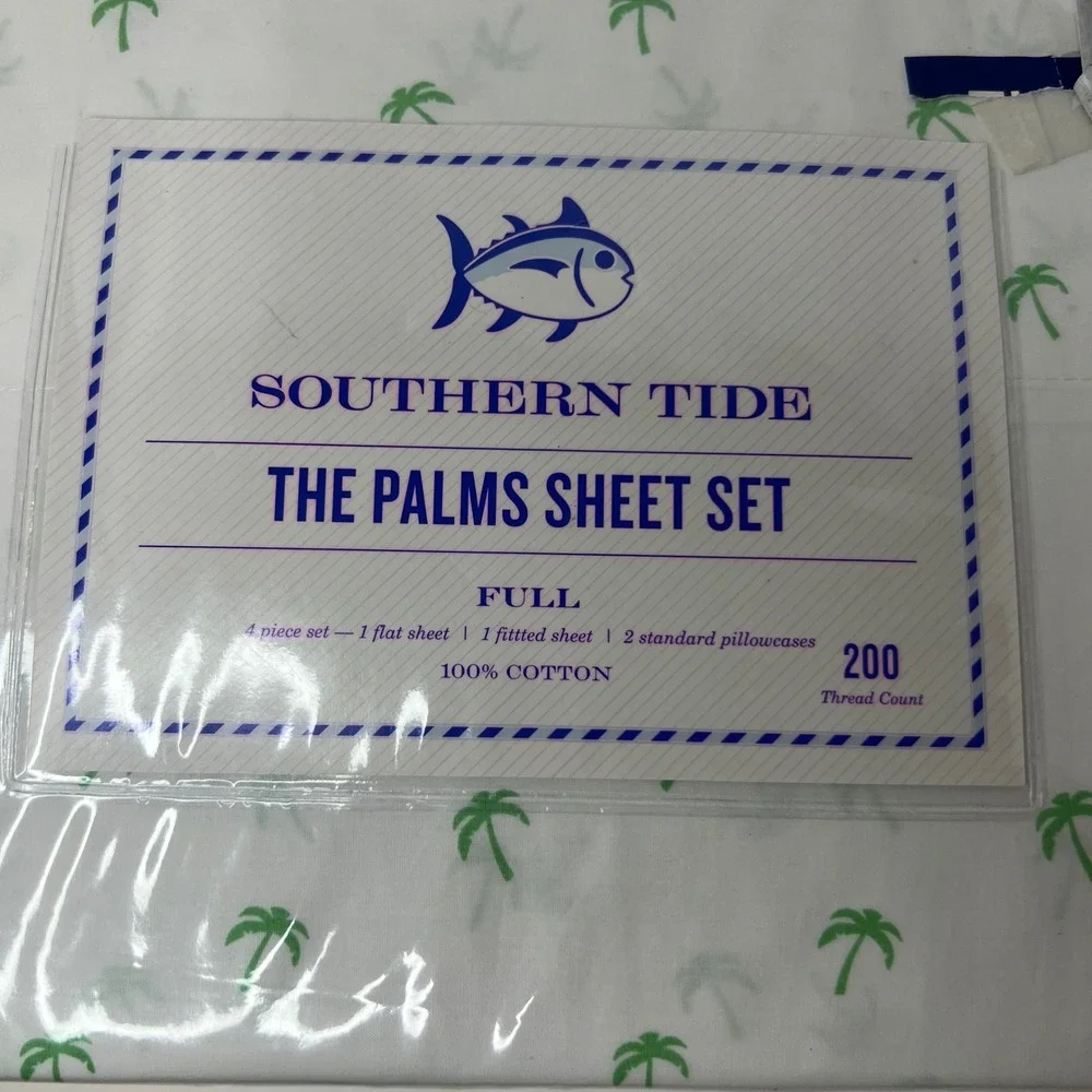 Southern Tide The Palms‎ Sheet Set Full Size Palm Trees Cotton 200 TC NIP